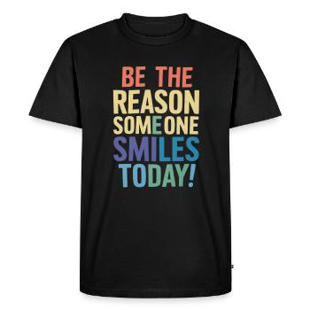 Soyez la raison d’un sourire aujourd’hui - T-shirt Premium bio Homme - noir - Devant - Nico (187cm)