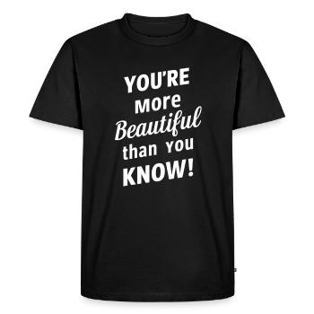 You're more beautiful than you think - Men's Premium Organic T-Shirt - black - Front - Nico (187cm)