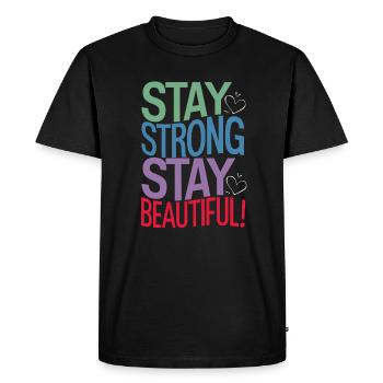Restez fort restez beau Motif - T-shirt Premium bio Homme - noir - Devant - Nico (187cm)