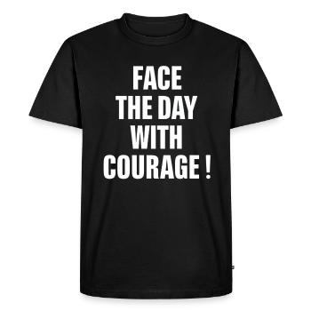 Start the day with courage - Men's Premium Organic T-Shirt - black - Front - Nico (187cm)