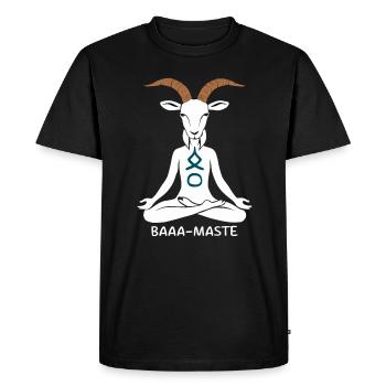 Pose de yoga de chèvre Baaa-Mast détendue - T-shirt Premium bio Homme - noir - Devant - Nico (187cm)