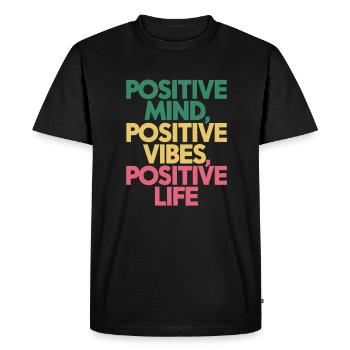 positif Motivation de vie - T-shirt Premium bio Homme - noir - Devant - Nico (187cm)