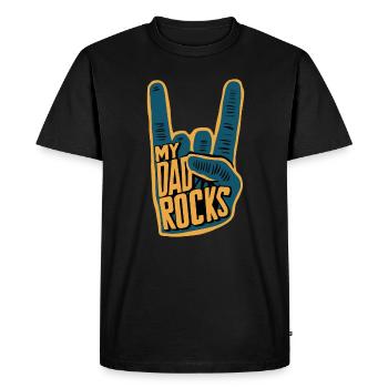 Graphique de signe de la main de My Daddy Rocks - T-shirt Premium bio Homme - noir - Devant - Nico (187cm)