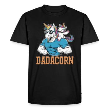 Strong dadacorn with muscles and unicorn - Men's Premium Organic T-Shirt - black - Front - Nico (187cm)