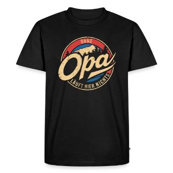 Nothing works here without grandpa, family pride - Men's Premium Organic T-Shirt - black - Front - Nico (187cm)