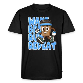Réveillez-vous, préparez une bière, courez, répétez la motivation - T-shirt Premium bio Homme - noir - Devant - Nico (187cm)