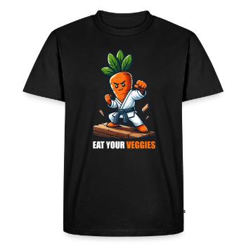 Motif de carottes de karaté Mangez vos légumes - T-shirt Premium bio Homme - noir - Devant - Nico (187cm)