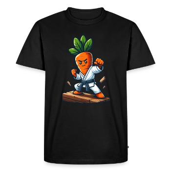 Karaté Carrot Master Fighter Pose - T-shirt Premium bio Homme - noir - Devant - Nico (187cm)