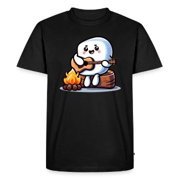 Campfire evening with cute marshmallow - Men's Premium Organic T-Shirt - black - Front - Nico (187cm)