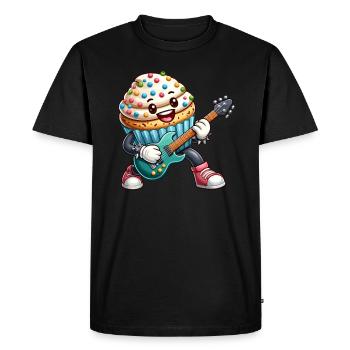 Cute Cupcake Rocker Drawing - Men's Premium Organic T-Shirt - black - Front - Nico (187cm)