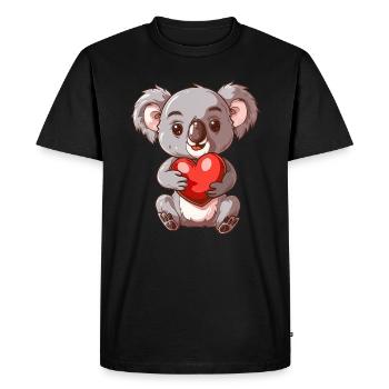 Mignon Koala tenant un coeur avec une expression adorable - T-shirt Premium bio Homme - noir - Devant - Nico (187cm)