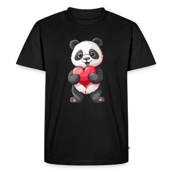 Mignon panda tenant un coeur pour les amoureux des animaux - T-shirt Premium bio Homme - noir - Devant - Nico (187cm)