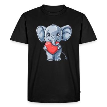 Éléphant mignon tenant une illustration de coeur pour - T-shirt Premium bio Homme - noir - Devant - Nico (187cm)