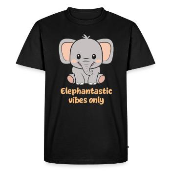 Elephantastic Vibes Only Cute Elephant - Men's Premium Organic T-Shirt - black - Front - Nico (187cm)