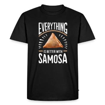 Everything is better with samosa - Men's Premium Organic T-Shirt - black - Front - Nico (187cm)