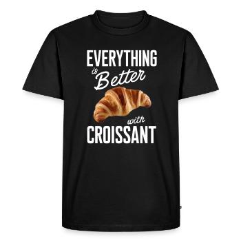 Tout est meilleur avec croissant - T-shirt Premium bio Homme - noir - Devant - Nico (187cm)