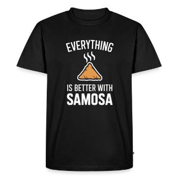 Tout est meilleur avec le samosa - T-shirt Premium bio Homme - noir - Devant - Nico (187cm)