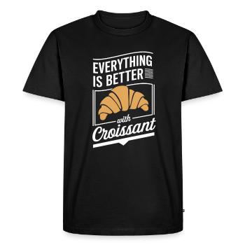 Tout est meilleur avec un petit-déjeuner croissant - T-shirt Premium bio Homme - noir - Devant - Nico (187cm)