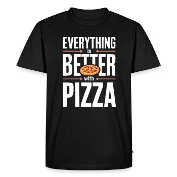 Everything is better with pizza - funny pizza - Men's Premium Organic T-Shirt - black - Front - Nico (187cm)