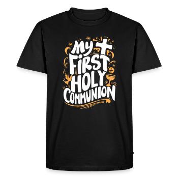 My First Holy Communion Celebration - Men's Premium Organic T-Shirt - black - Front - Nico (187cm)