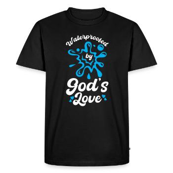 Baptisés et protégés par l’amour de Dieu - T-shirt Premium bio Homme - noir - Devant - Nico (187cm)