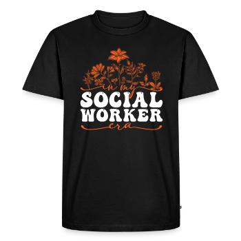 In My Social Worker Era Flowers Stylish Design - Men's Premium Organic T-Shirt - black - Front - Nico (187cm)