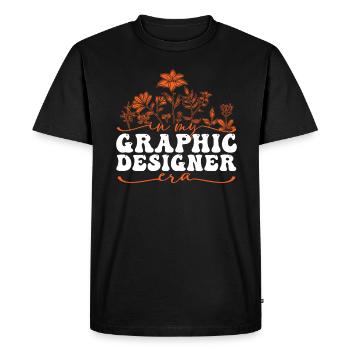 In My Graphic Designer Era With Flowers - Men's Premium Organic T-Shirt - black - Front - Nico (187cm)