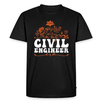 Dans mon Génie Civil Époque Motif Floral - T-shirt Premium bio Homme - noir - Devant - Nico (187cm)
