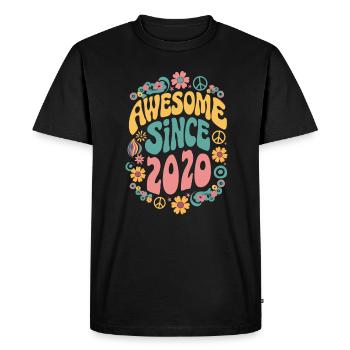 Génial depuis 2020 Fleurs Hippie Année de naissance 2020 - T-shirt Premium bio Homme - noir - Devant - Nico (187cm)