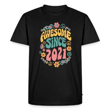 Génial depuis 2021 Fleurs Hippie Année de naissance 2021 - T-shirt Premium bio Homme - noir - Devant - Nico (187cm)
