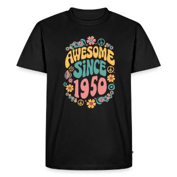 Génial Depuis 1950 Fleurs Hippie Né Année 1950 - T-shirt Premium bio Homme - noir - Devant - Nico (187cm)