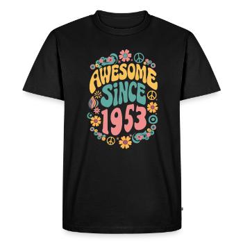 Génial Depuis 1953 Fleurs Hippie Année de naissance 1953 - T-shirt Premium bio Homme - noir - Devant - Nico (187cm)