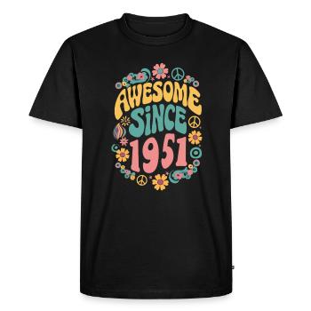 Génial depuis 1951 Fleurs Hippie Année de naissance 1951 - T-shirt Premium bio Homme - noir - Devant - Nico (187cm)