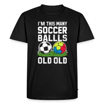 2nd Birthday Football - Men's Premium Organic T-Shirt - black - Front - Nico (187cm)