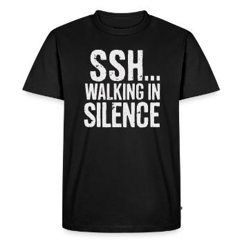 SSH... Silent Walking Enjoy In Silence - Men's Premium Organic T-Shirt - black - Front - Nico (187cm)