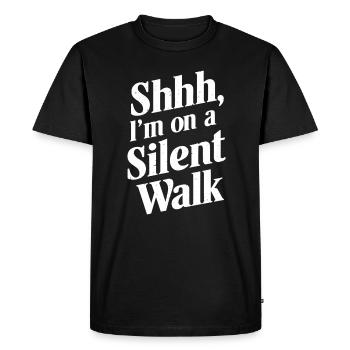 Pssst, je suis en marche silencieuse - T-shirt Premium bio Homme - noir - Devant - Nico (187cm)
