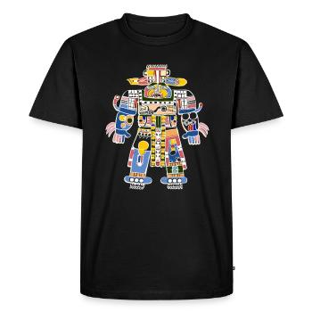 Aztec God Ancient Mythology Xipe Totec - Men's Premium Organic T-Shirt - black - Front - Nico (187cm)