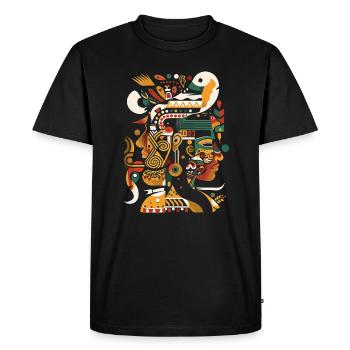 Mayan God Mayan Mythology Itzamna Artwork - Men's Premium Organic T-Shirt - black - Front - Nico (187cm)