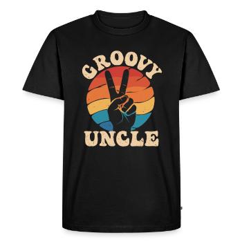 Groovy oncle rétro paix signe de la main - T-shirt Premium bio Homme - noir - Devant - Nico (187cm)