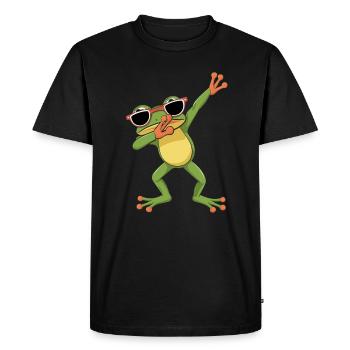 Grenouille dansante cool avec des lunettes de soleil - T-shirt Premium bio Homme - noir - Devant - Nico (187cm)