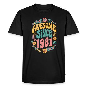 Génial Depuis 1981 Fleurs Hippie Né Année 1981 - T-shirt Premium bio Homme - noir - Devant - Nico (187cm)
