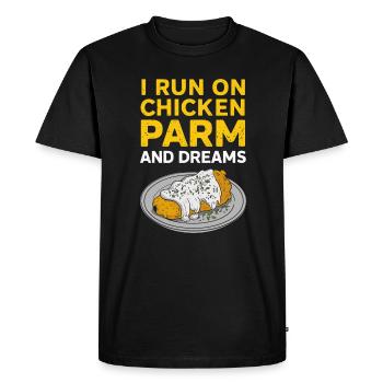 Je vis de poulet parme et de rêves - T-shirt Premium bio Homme - noir - Devant - Nico (187cm)