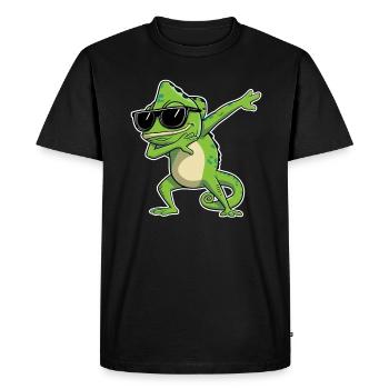 Chameleon dabbing with sunglasses - Men's Premium Organic T-Shirt - black - Front - Nico (187cm)