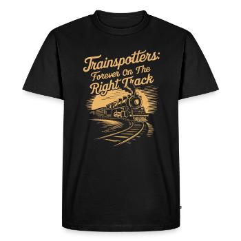 Trainspotters : toujours sur la bonne voie - T-shirt Premium bio Homme - noir - Devant - Nico (187cm)