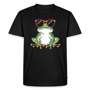 Cool frog with sunglasses - Men's Premium Organic T-Shirt - black - Front - Nico (187cm)