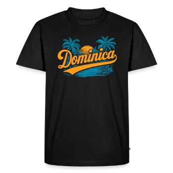 Dominica Souvenir – Tropical Palm Trees and - Men's Premium Organic T-Shirt - black - Front - Nico (187cm)