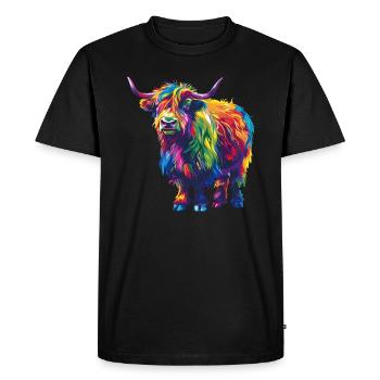 Yak Arc-en-ciel Coloré Blaze Yak - T-shirt Premium bio Homme - noir - Devant - Nico (187cm)