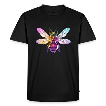 Abeille colorée Arc en ciel Oeuvre de couleur - T-shirt Premium bio Homme - noir - Devant - Nico (187cm)