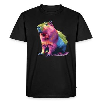 Graphique arc-en-ciel coloré Capybara pour - T-shirt Premium bio Homme - noir - Devant - Nico (187cm)