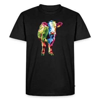 Colorful Cow Rainbow Colored Artwork - Men's Premium Organic T-Shirt - black - Front - Nico (187cm)